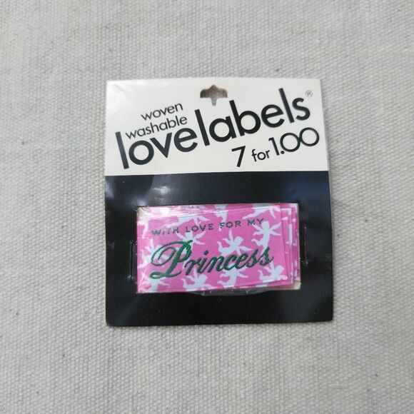 7 Vintage Woven Washable Sewing Love Labels With Love for my Princess 76 - Picture 1 of 3